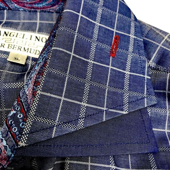 Angelino for Bermuda Buttons Pattern Down Long Sleeve Collar Men's Shirt Sz XL - Picture 5 of 14